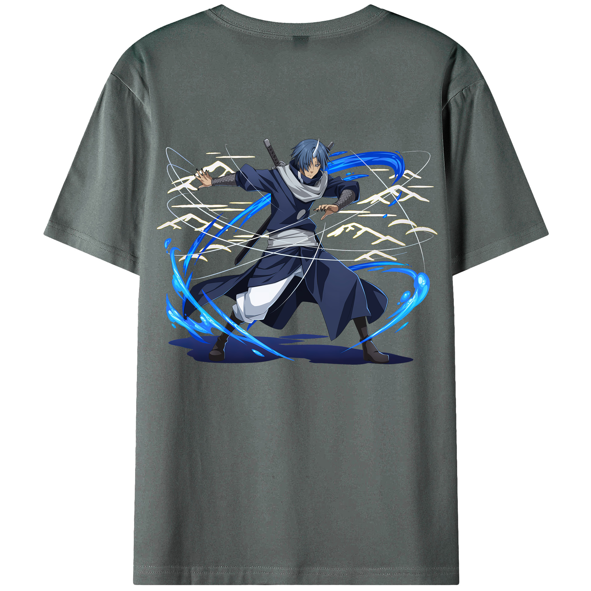 （画像用） 転スラ Regarding Reincarnated to Slime 綿100％ メンズ半袖Tシャツ（バックプリント） 通気性